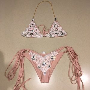 Bikini swimsuit 2-piece set multicolor stones